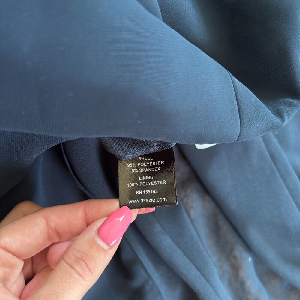 Azazie Anitta Dark Navy Jumpsuit/Pantsuit Pleated Stretch Crepe Dress Sz 4 NWT - Picture 11 of 12